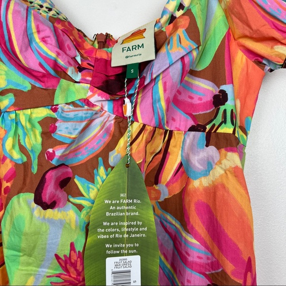 FARM Rio Fruit Salad Cotton Puff Sleeve Dress - Picture 4 of 7